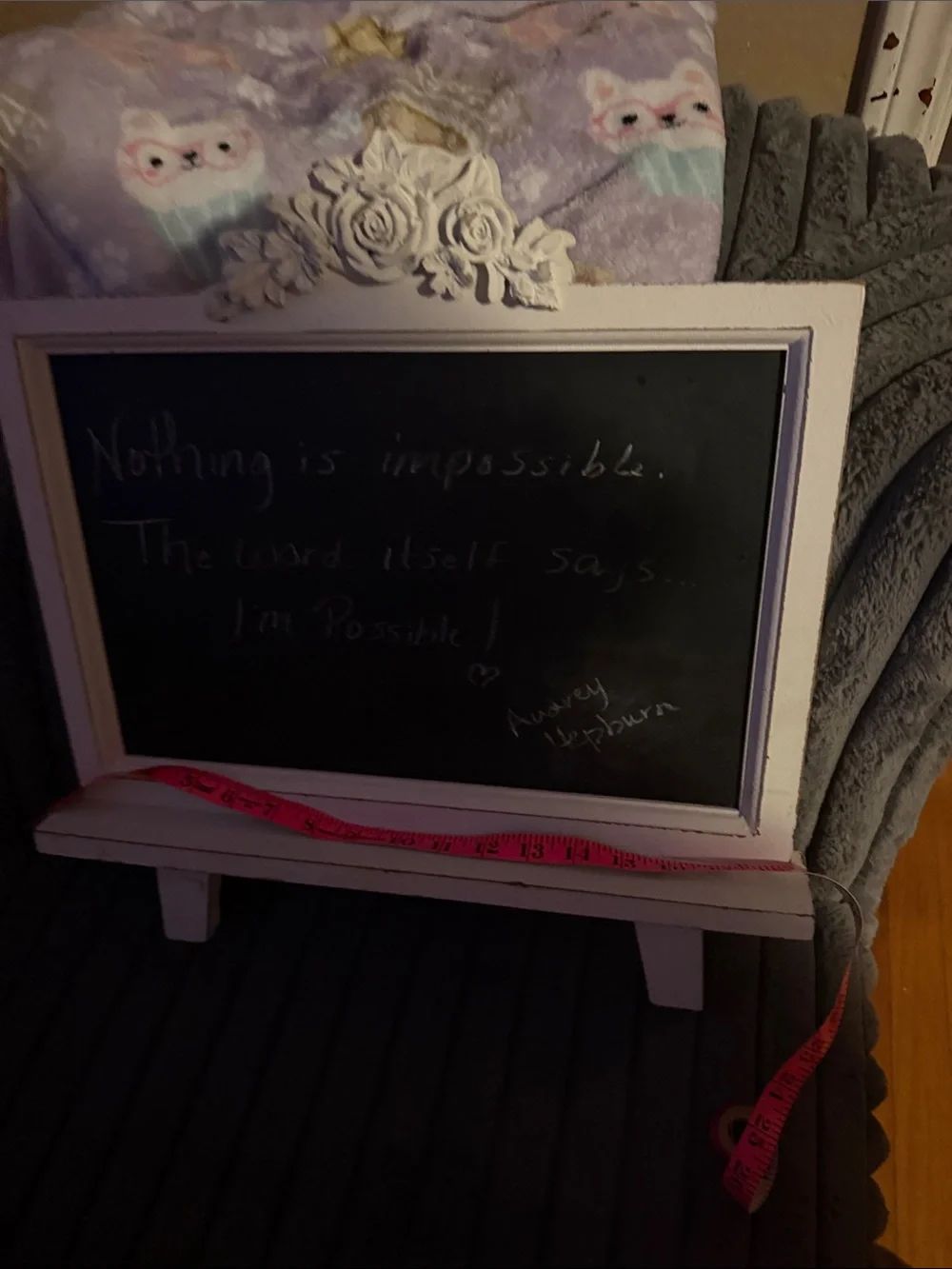 Vintage-Inspired White Chalkboard Easel with Floral Accent needs chalk